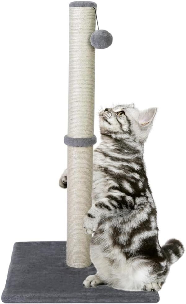 32" Tall Cat Scratching Post for Indoor Cats Scratch Post Cat Scratcher with Natural Sisal Rope and Stable Heavy Base