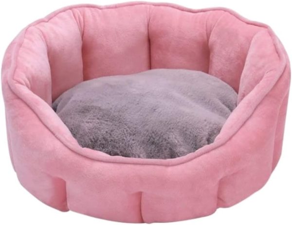 Dog Mattress Dog Bedding Pet Bed Cat Soft Puppy Sofa Donut Nest Cushions Round Warm Cuddler Kennel Comfortable Dog Bed(Pink)