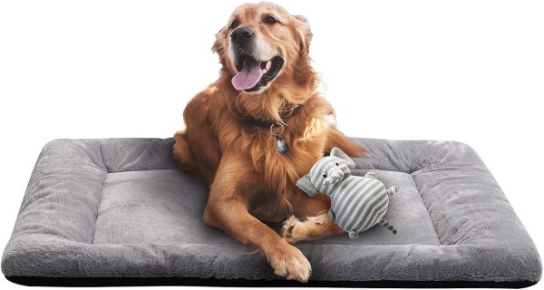 Dog Beds Crate Pad for Large Dogs Fit Metal Dog Crates,Ultra Soft Dog Crate Bed Washable & Anti-Slip Kennel Pad for Dogs Cozy Sleeping Mat,Gray 42inch
