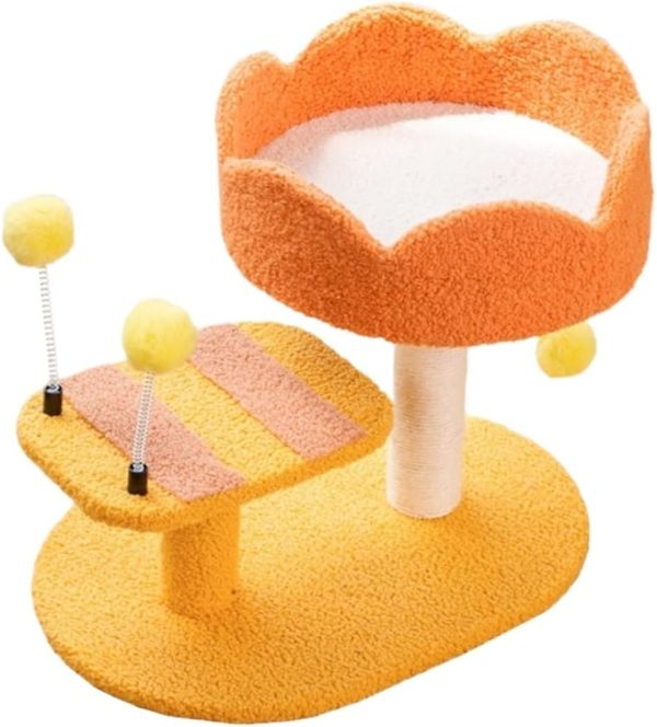 Durable Cat Tree Cute Bee Shape Cat Tree Tower With Sisal Scratching Post For Indoor Cats Kitten Cozy Tower Climbing Frame(40 * 30 * 37cm)