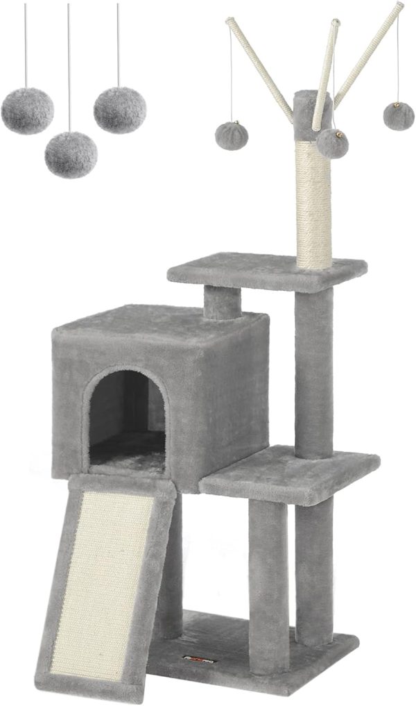 Cat Tree, Cat Tower for Indoor Cats, Kittens, Light Grey