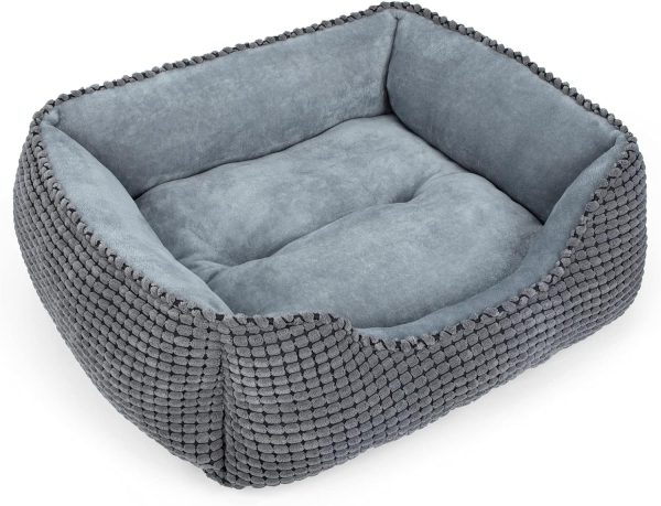 Dog Bed for Large Medium Small Dogs, Rectangle Washable Sleeping Puppy Bed, Orthopedic Pet Sofa Soft Calming Cat Beds Indoor Cats, Anti-Slip Bottom with Multiple Size (25'', Grey)