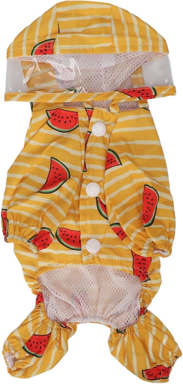 Pet Dog Hooded Rain Coat Lightweight Watermelon Pattern Waterproof Reflective Puppy Raincoat Jacket with D Circle